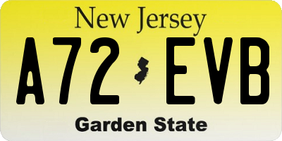 NJ license plate A72EVB