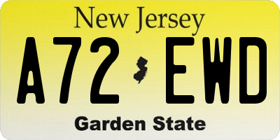 NJ license plate A72EWD