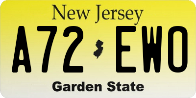 NJ license plate A72EWO