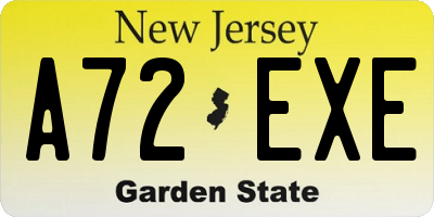 NJ license plate A72EXE