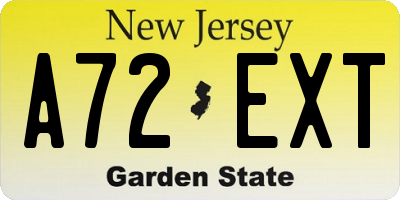 NJ license plate A72EXT