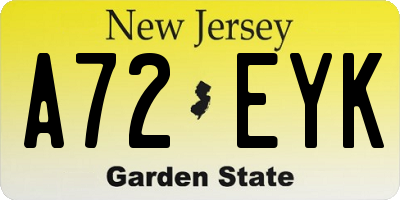 NJ license plate A72EYK
