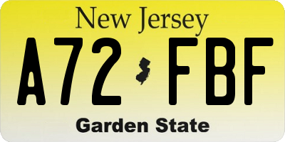 NJ license plate A72FBF