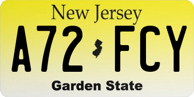 NJ license plate A72FCY