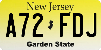 NJ license plate A72FDJ