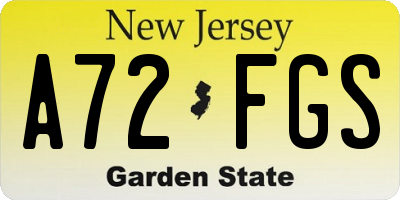NJ license plate A72FGS