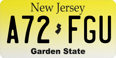 NJ license plate A72FGU