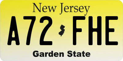 NJ license plate A72FHE