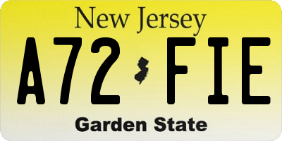 NJ license plate A72FIE