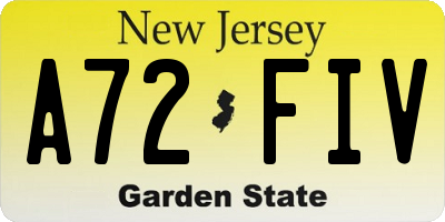 NJ license plate A72FIV