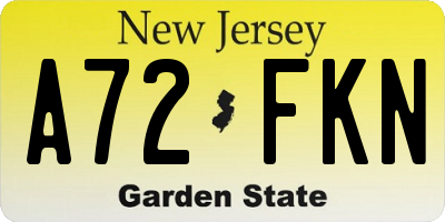NJ license plate A72FKN