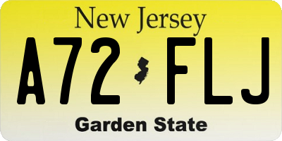 NJ license plate A72FLJ