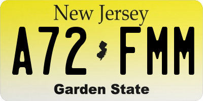 NJ license plate A72FMM
