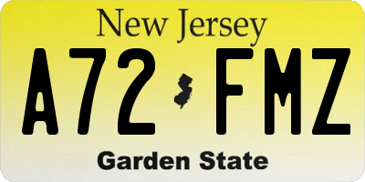 NJ license plate A72FMZ