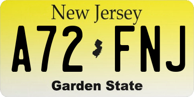 NJ license plate A72FNJ