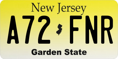NJ license plate A72FNR