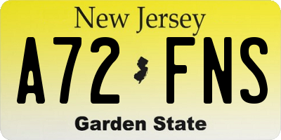 NJ license plate A72FNS