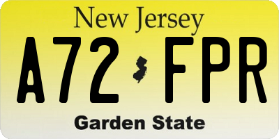 NJ license plate A72FPR