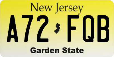 NJ license plate A72FQB