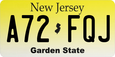 NJ license plate A72FQJ