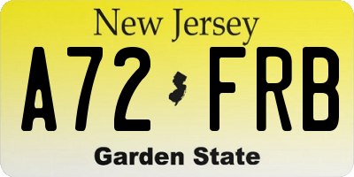 NJ license plate A72FRB