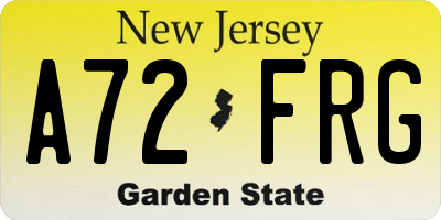 NJ license plate A72FRG