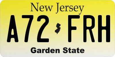NJ license plate A72FRH