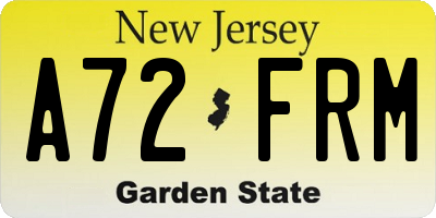 NJ license plate A72FRM