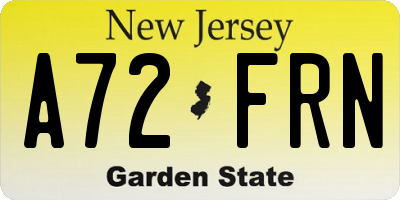 NJ license plate A72FRN