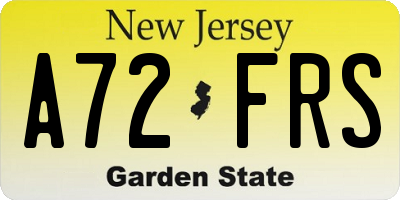 NJ license plate A72FRS