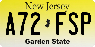 NJ license plate A72FSP