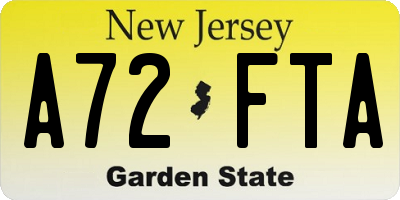 NJ license plate A72FTA