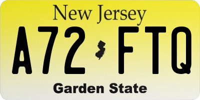 NJ license plate A72FTQ