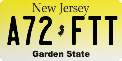 NJ license plate A72FTT