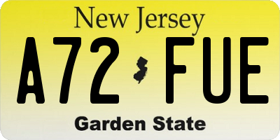 NJ license plate A72FUE