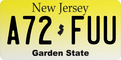 NJ license plate A72FUU