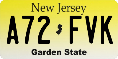 NJ license plate A72FVK
