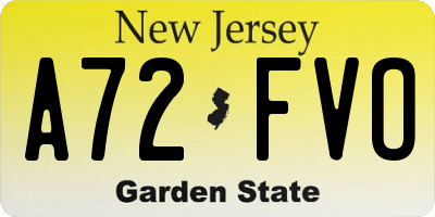 NJ license plate A72FVO