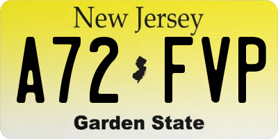 NJ license plate A72FVP