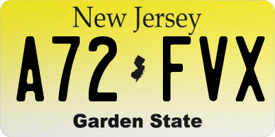 NJ license plate A72FVX