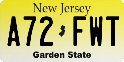 NJ license plate A72FWT