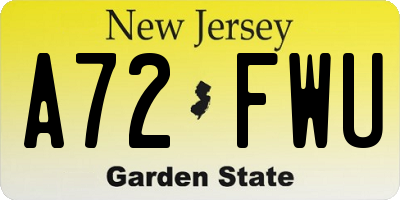 NJ license plate A72FWU