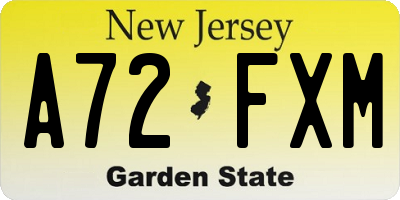 NJ license plate A72FXM