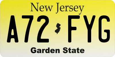 NJ license plate A72FYG