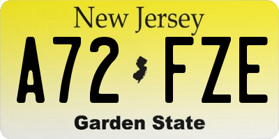 NJ license plate A72FZE