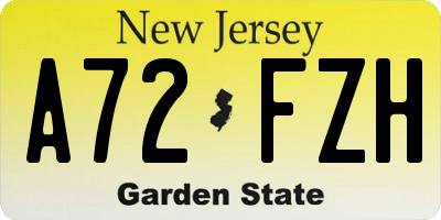 NJ license plate A72FZH