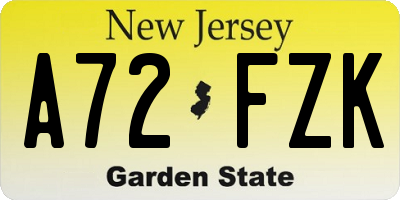 NJ license plate A72FZK
