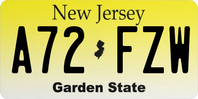 NJ license plate A72FZW