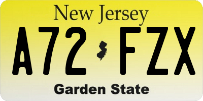 NJ license plate A72FZX