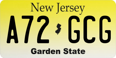 NJ license plate A72GCG